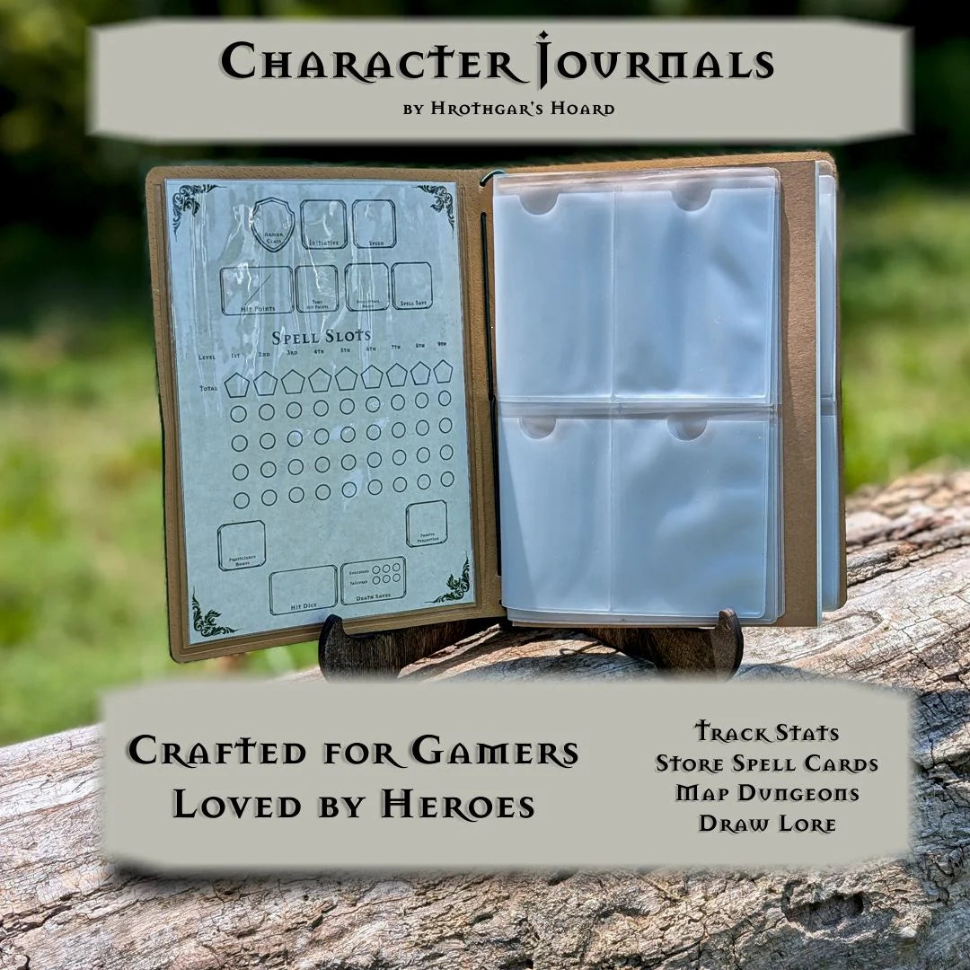 Green Sword and Rose Character Journal by Quartermaster Direct featuring a detailed fantasy-inspired cover illustration.