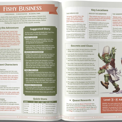 Open book titled "One-Shot Wonders" by Roll & Play Press, showing colorful pages with creative prompts and illustrations.