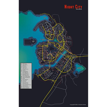 Cyberpunk Red: Night City 2045 RPG book by TCB Games & Collectibles, featuring futuristic cityscape and detailed artwork.