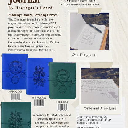 Green Character Journal from Quartermaster Direct featuring a sword and rose design for writing and sketching.