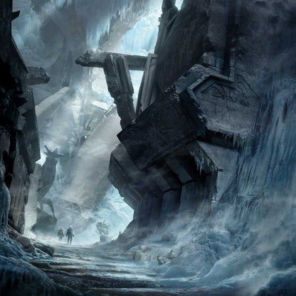 Illustrated edition of The Call of Cthulhu: At the Mountains of Madness Volume 2 book by Free League Publishing, featuring cover art and pages.