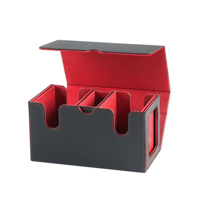 TCB Double Deck Box for card storage, black plastic card supplies by TCB Games & Collectibles, showing closed double deck box.