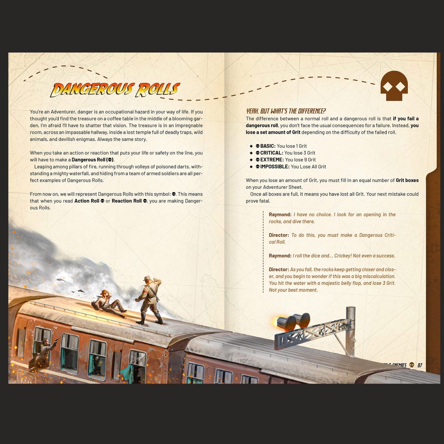 Outgunned RPG Adventure Core Rulebook by Free League Publishing, featuring cover art and book details on a tabletop.