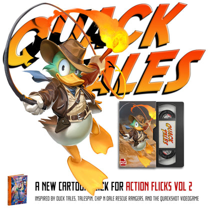 Outgunned RPG Action Flicks Volume 2 book by Free League Publishing featuring cover art and interior pages for role-playing game scenarios.