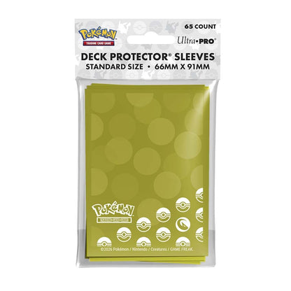 Ultra Pro Pokemon energy sleeves, 65-pack, featuring colorful Pokémon designs on transparent protective card sleeves.