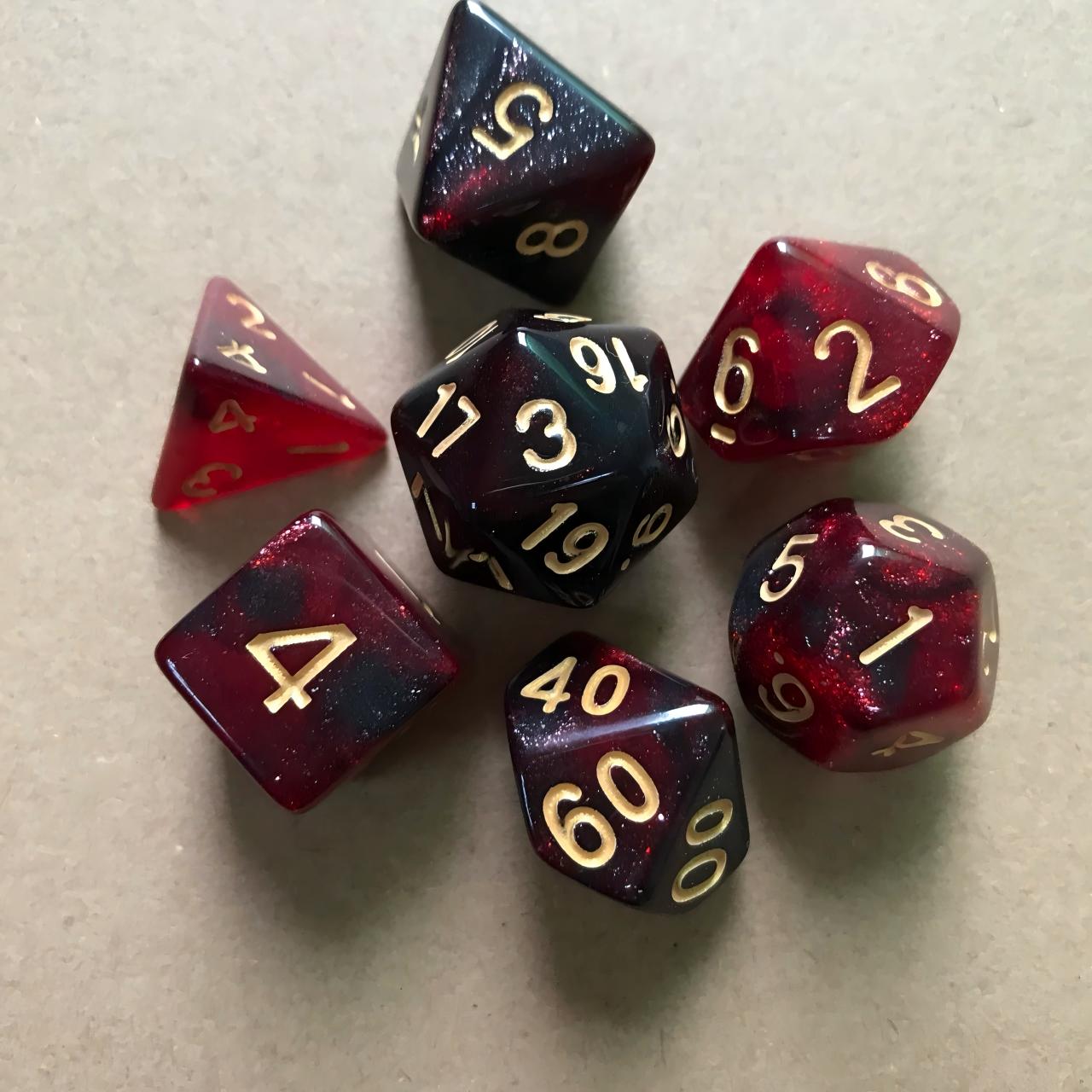 TCB 7-Piece Acrylic/Resin Dice Sets 1/2