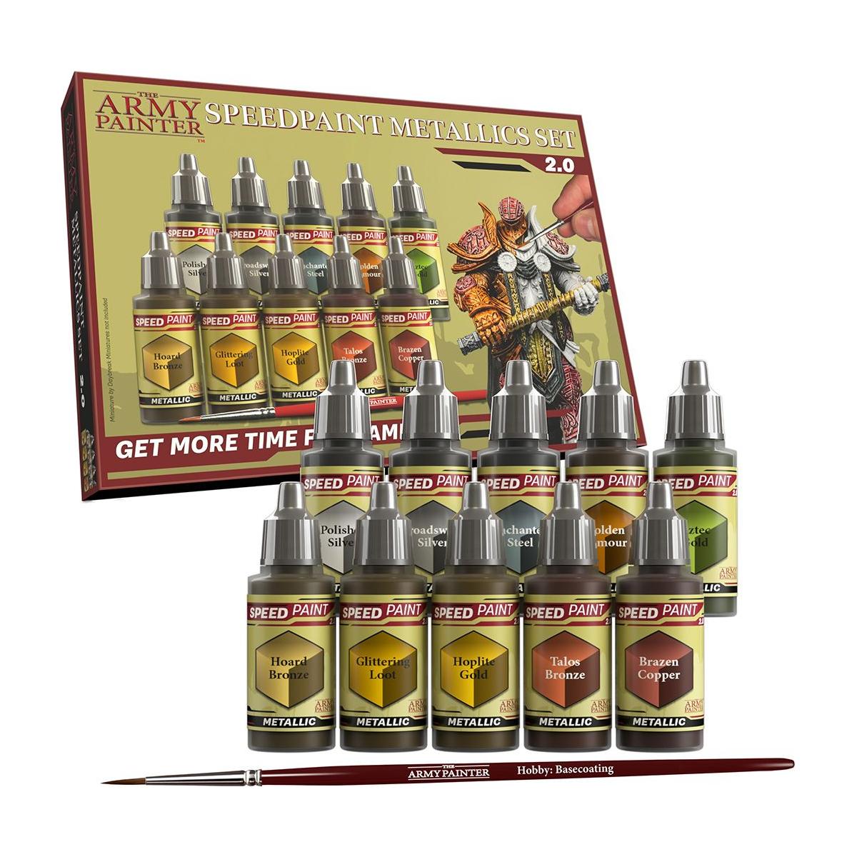 The Army Painter: Warpaint- Speedpaint Metallics Set 2.0 (10 Colors + 1 Brush) - TCB Toys Comics & Games