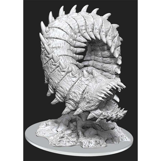 Unpainted Wizkids D&D Nolzur's Marvelous Miniature of a purple worm creature for tabletop gaming.