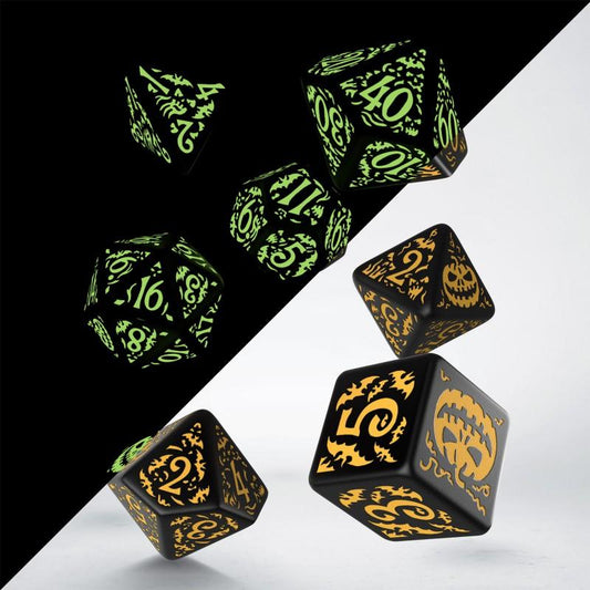 Halloween Pumpkin - Jack-O-Lantern GITD Dice Set