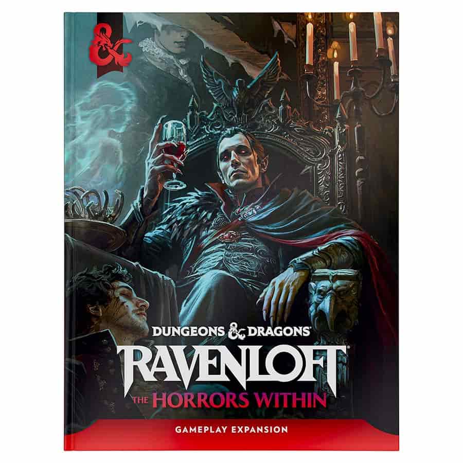 Hardcover D&D Ravenloft Horrors Within book by Wizards of the Coast featuring dark fantasy illustrations and detailed RPG content.