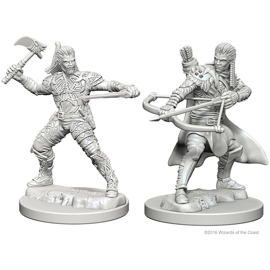 D&D unpainted miniatures, 2 human male rangers