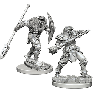 D&D Nolzur's Marvelous Unpainted Miniatures: Dragonborn Male Fighter 2 figures 1 with spear 1 with mace