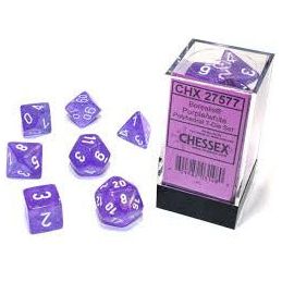 Borealis Polyhedral Purple/White Dice Set (7) - TCB Toys Comics & Games